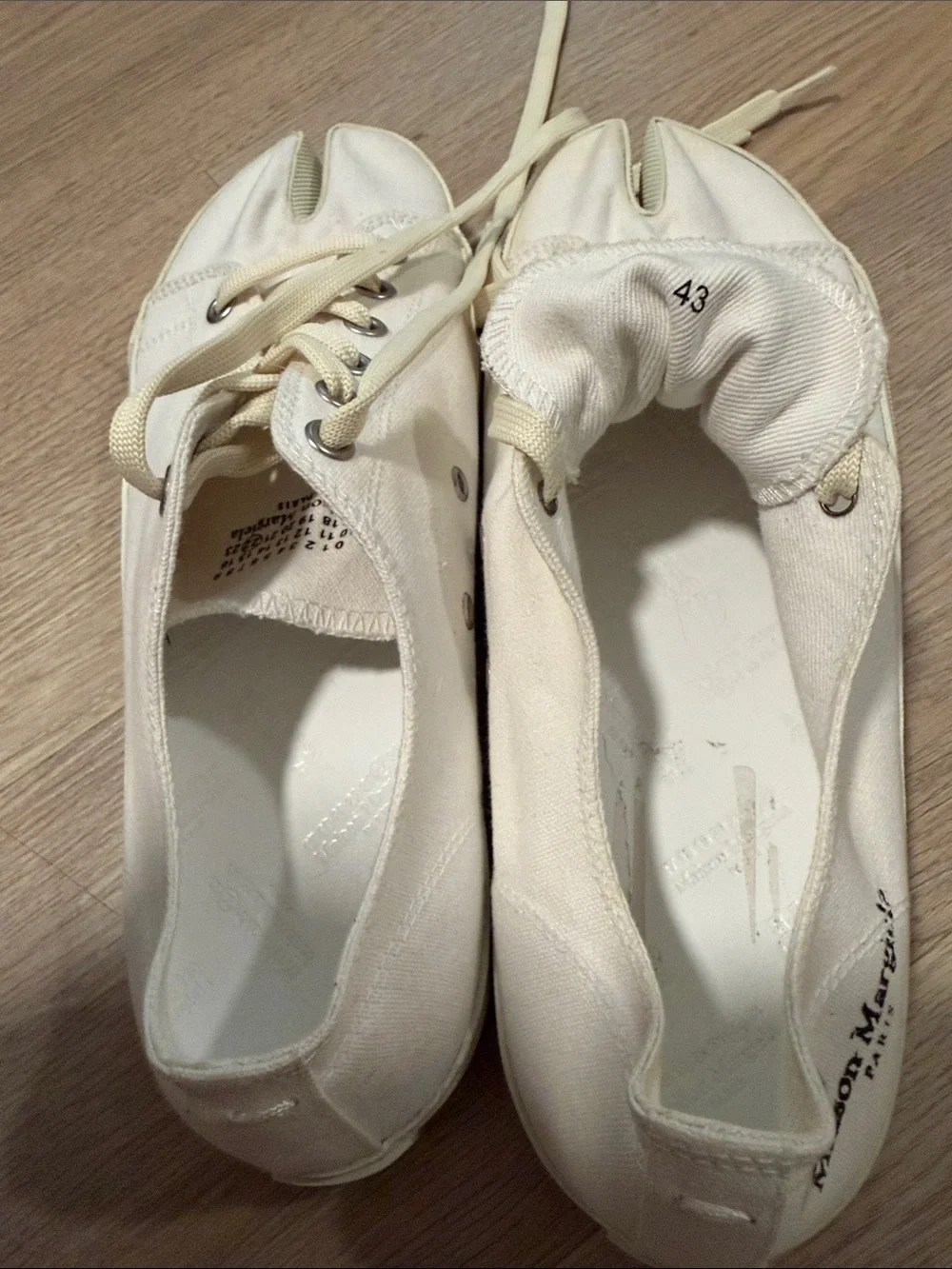 Maison Martin Margiela Men’s Off-White Tabi Canvas Sneakers
